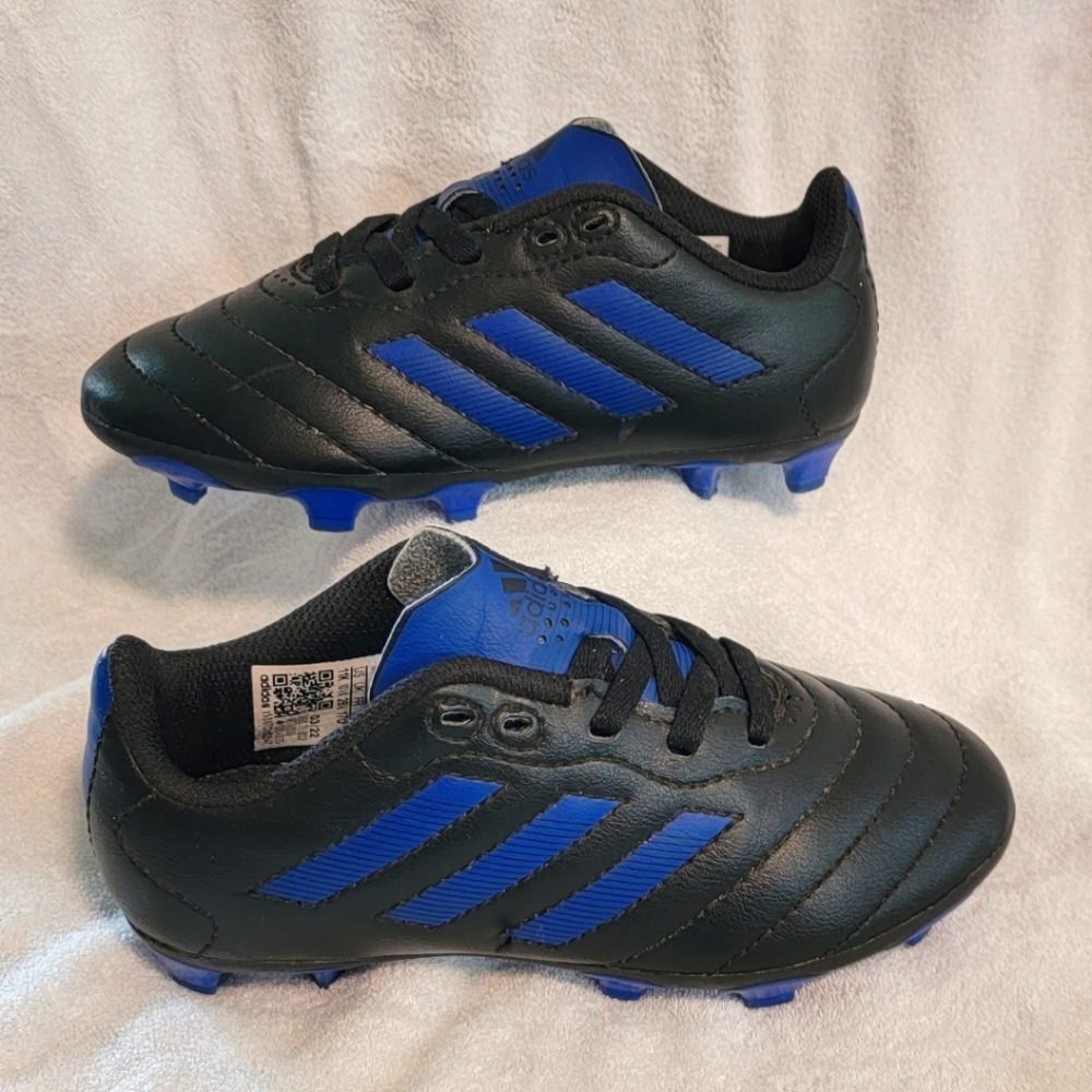 Adidas Kid's Goletto VII FG Soccer Cleats Black Blue Size 11K.